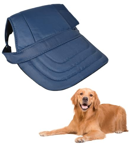 Berretto da Baseball per Cani Traspirante, Cappello da Sole Estivo per Gatti Regolabile, Cappello Sportivo per Cani con Fori per Orecchie, Visiera Estiva per Attività All'aperto(Blu Navy, XL)