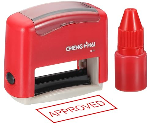 YOKIVE Timbro Inchiostro Automatico Approvato, Timbro Ufficio per Documenti, Cartaceo, Magazzino, Etichetta (Rosso)