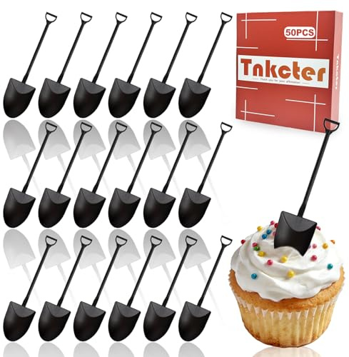 Plastic Mini Shovel Shape Cute Spoons for Desserts 50PCS, Pudding, Yogurt, Party Favors, Construction Theme Parties (Tiny Shovel, Mini Shovels, Fun Utensils) Tnkcter