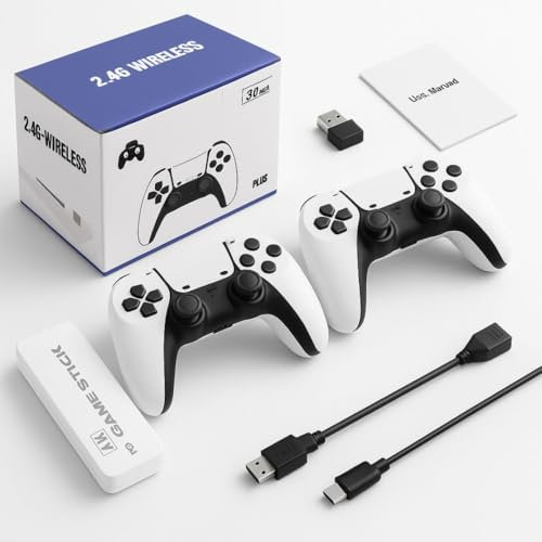 Consola Retro PRO Actualizada 23 Emuladores +20.000 Videojuegos 2 Mandos Inalámbricos Blancos Juegos Clásicos Tarjeta 64GB | Regalo Navidad | Videoconsola Arcade Pincho Stick HDMI TV Tele