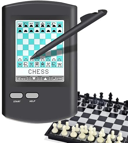 YHUEGH Tragbares elektronisches Schachsatz, 8-in-1-Smart Board mit LED-Display-KI-Gegner, Schachstrategie-Anfänger Verbesserung des Lernbrettspiels