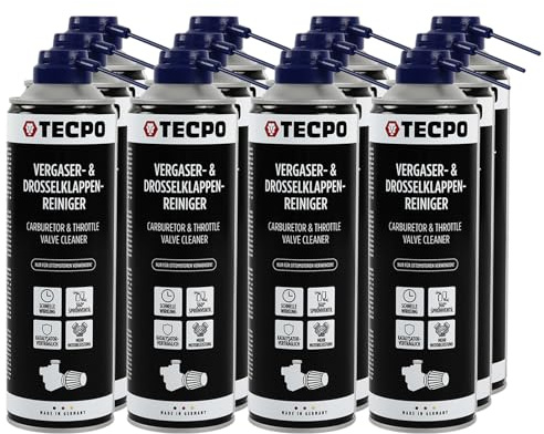 TECPO Limpiador de carburadores y válvulas de mariposa, 12 x 500 ml, disolvente AGR, limpiador de válvulas de carburador, inyectores, limpiador de boquillas, limpiador de aspiración