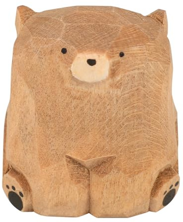 TOVINANNA Statuetta Orso Decorazione Rustica Marrone Leggera in Legno Intagliato a Mano e Decorativa Figura Artigianale per Hotel e Scale Orsetti da Collezione