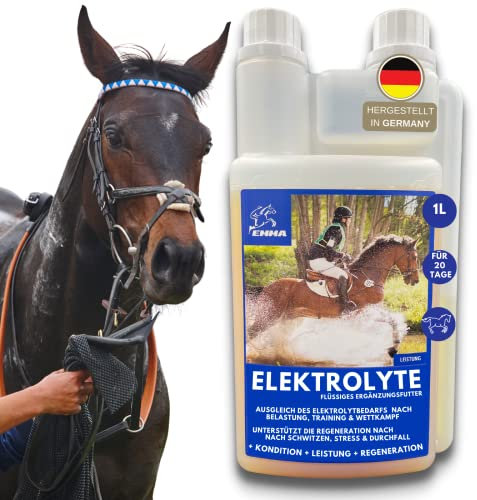 EMMA Elektrolyte Pferd 1L + Vitamin b12 I Elektrolyte für Pferde Mineralstoffe Spurenelemente I Natrium Salze Magnesium Pferd I Pferd Elektrolyte bei Durchfall Kotwasser Schwitzen Mineralsalze