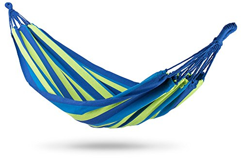 Gartenhängematte Hängeliege 100 x 200 cm Malaga Single für 1 Person blau-grün