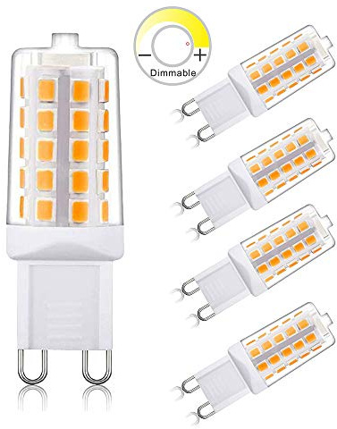 AIPLAMP G9 led Bulb Dimmable t4 g9 Base Bulbs, 2700K Soft White Light Equivalent to 25W 40W Halogen Bulbs, 4W 450Lm 120V AC No Flicker 360 Degree Angle, G9 led Lamp,5 Pack