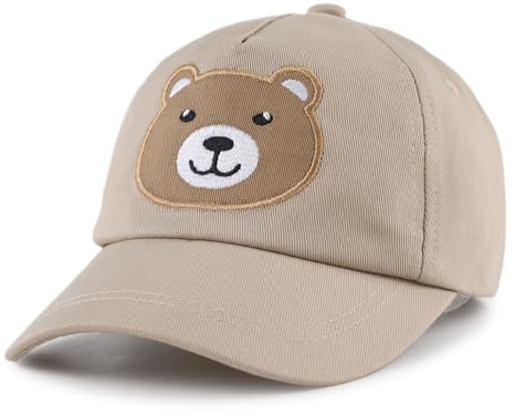 XIAOHAWANG Baseball cap Bambini Berretto da Baseball Estivo Cappellino Visiera Regolabile per Ragazze dei Ragazzi Cappello di Protezione UV per 2-10 Anni (Beige Orso, 2-6 Anni)
