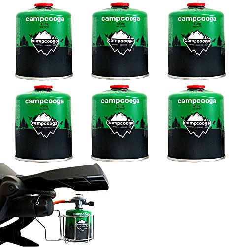 450g Gaskartusche mit Gewinde Schraubkartusche mit Ventil EN417 für Gasgrill Tischgrill Gaskocher Campingkocher (6X 450g Gaskartusche)