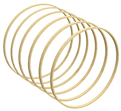 Worown 6 Pack 6 Inch Bamboo Floral Hoops, Wooden Wreath Rings for Making Wedding Wreath Decor and Wall Hanging Crafts, Natural Color, Round