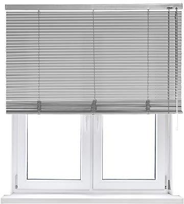 VIEWTEX | Persiana Veneciana de Aluminio 25mm Color Aluminio - 150x250 cm | Cordón y Bastón para Ajuste de Luz | Instalación en Pared o Techo | Fabricado en España | Garantía 5 Años