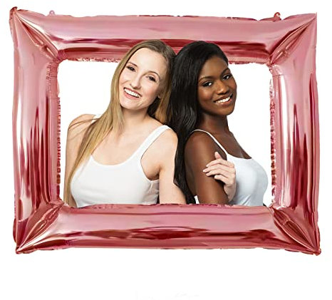 Jc.upin 2 Pcs Inflatable Party Props 98x84 cm Personalised Photo Frame-Rose Gold Booth Selfie Frame for Baby Shower/Engagement Party/Bridal Shower/Birthday/Wedding/Bride To Be Hen Do Decorations
