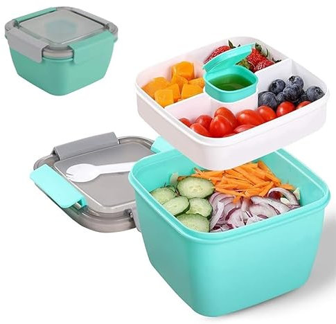 Bento Box Boîte à déjeuner avec compartiments de séparation, boîte à lunch avec couverts pour adultes/enfants, boîte à sandwich durable anti-fuite, boîte à salade à emporter, 1500 ml, boîte à bento