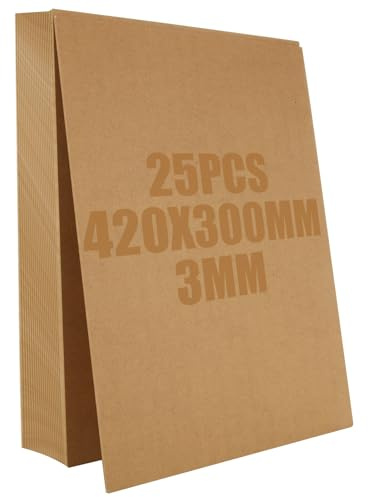 WOPPLXY 25 tableros de madera MDF A3 para manualidades, bricolaje, hojas de tablero duro MDF en blanco de 3 mm, hojas de MDF para grabado láser, pintura, decoración, 420 x 300 mm