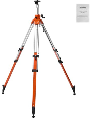 VEVOR Laser Level Tripod Stand, 5/8-11 Thread Mount, 45.07-114.37 inch Height Adjustment Heavy Duty Survey Tripod, with Level Bubble & Diffusion Limiter, Liftable Non-Skid Feet for Construction