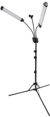 HuKaiL LED Tageslichtlampe, USB 360° Wimpernverlängerung Beauty Light mit Einstellbare Farbtemperatur, 3000-6000K Helligkeit und Höhe, Videolicht Fotolicht Kosmetiklampe TattooLampe mit Teleskopstati