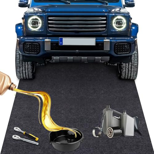 YUJUVI Tapis Huile Garage Anti Tapis de Déversement d'Huile 100x200cm Tapis de Garage Auto Moto Rétention d'Huile Tapis d'Atelier pour Garage Auto Moto d'établi Tapis d'Atelier