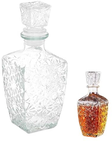 TRESV Jarra de cristal de 450ml para agua,whisky, coñac, Jarra de Vidrio para licores,brandy,ron, Decantador de whisky con tapón, jarra de agua cristal con tapón, Apto para todas bebidas