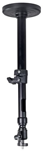 AV:Link | Universal Mini Projector Mount for Ceiling & Wall | Adjustable 350–500mm Drop, 1/4-20 Thread, Tilt Angle Ball Joint, Internal Cable Management – Black Metal Bracket | Max Load 5kg