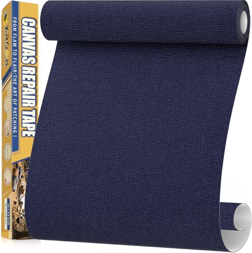 Toppe Adesive per Tessuti Blu Navy, 40x160cm Tessuto Adesivo per Riparazione di Tela, Toppa Adesiva per Tessuti, Impermeabile Patch Adesiva Tessuto per Divani, Tende, Sedili Auto, Tend Parasole