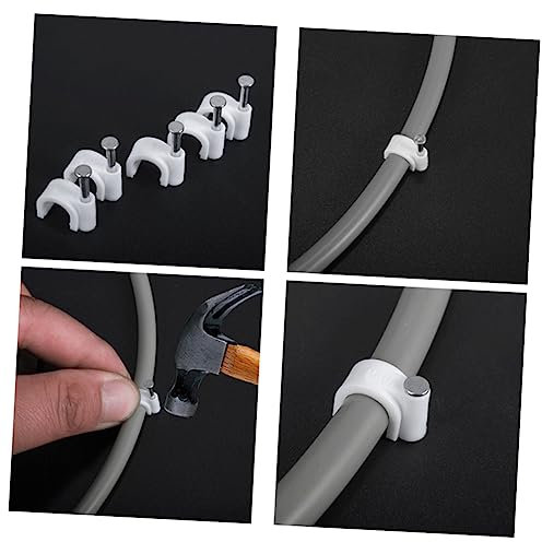 HORIALENCE Morsetto in Pvc 16 Mm Chiodi in Acciaio, Clip Fermacavo Per Tubi Elettrici Resistente e Silenzioso, Supporto Da Parete Per Cablaggio Interno, Confezione Da 100 Pezzi