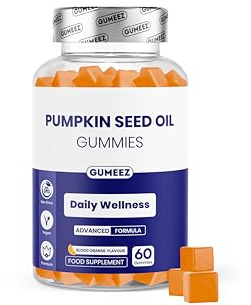 GUMEEZ Pumpkin Seed Oil Gummies 2,000mg - High Strength for Prostate & Bladder Support and Hair & Nails Nourishment - Delicious Blood Orange Flavour - 30 Day Supply - Vegan Food Supplement