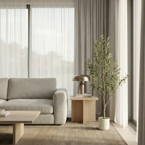 Semaho Faux Olive Tree, 150cm Artificial Olive Trees with Lifelike Olive Branches and Fruits, Fake Floor Plants with Pot for Indoor Home Office Living Room Outdoor Decor 5FT