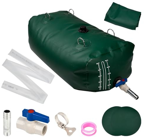 Blueshyhall Vattentank vikbar, stor vattensäck med kran och anslutning av tjockt 3-lagers PVC-tyg, vattenbehållare väder- och UV-resistent, vattenbehållare för camping, husbilar, trädgård (240 l)