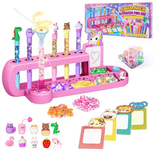 Yellcetoy Fabrique a Stylo avec 70+ Accessoires, Cadeau Fille 6-12 Ans, Atelier Creatif Enfant 7 8 9 Ans, Creation Stylo Activité Manuelle enfant 10 11 Ans, Stylos a Fabriquer Kit Creatif Enfant