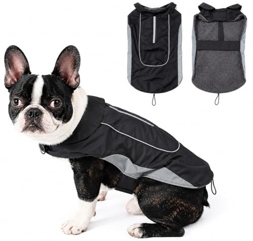 Morezi Dog Warm Coats Jackets Waterproof Coats with Harness Hole Puppy Coat for Small Medium Dogs - Black - M