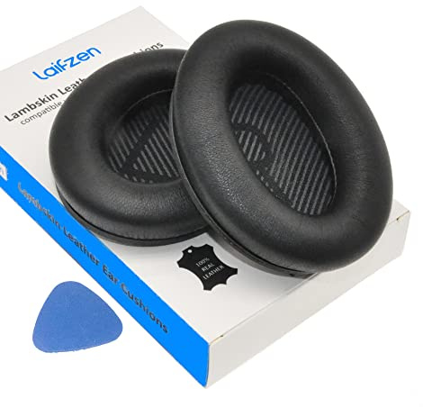 Lambskin QC45 SE QC35ii QC35 QC25 QC15 Earpads Cushions Replacement Ear Pads for Bose QC 45 35 II QC2 AE2 AE2i AE2w SoundLink SoundTrue 35ii 25 15 2 AE QuietComfort Headphone Sheepskin Leather (Black)