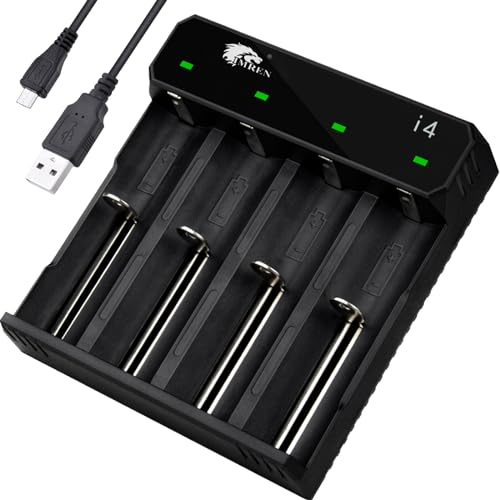 IMREN Chargeur Pile 18650, 4 Slots 26650 21700 Rapide Chargeur Piles Rechargeable pour 3.7V Li-ION Chargeur Accu 18650 18500 18350 17650 17670 17500 20700 21700 26650 Batterie (avec USB-C)