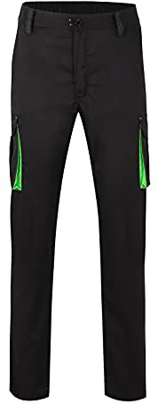 Velilla 103024S; pantalón Stretch bicolor multibolsillos; color negro y verde lima; talla 46