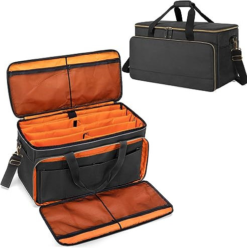 Trunab DJ - Bolsa Organizador de Cable de Gran Capacidad, Bolsa de DJ con separadores Desmontable y Compartimento para portátil de 15,6 Pulgadas, Bolsa de Transporte DJ Accesorio, Instrumento Musical