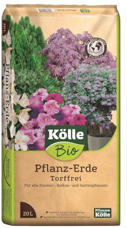 Bio Pflanzerde torffrei für Haus und Garten – 20 Liter – Blumenerde ohne Torf in Bio-Qualität – biologisches Naturprodukt – Kölle’s Bio Pflanzerde torffrei
