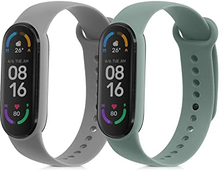 kwmobile 2X Sportarmband kompatibel mit Xiaomi Mi Smart Band 6 / Mi Band 6 / Band 5 Armband - Fitnesstracker Band Set aus TPU Silikon