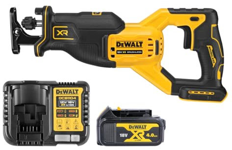 DEWALT DCS382N 18V Brushless Reciprocating Saw with 4.0Ah Battery & Charger - Powerful and Versatile Cutting Tool, 18V Reciprocating Saw, Dewalt Drill, Power Tool Combo Kits