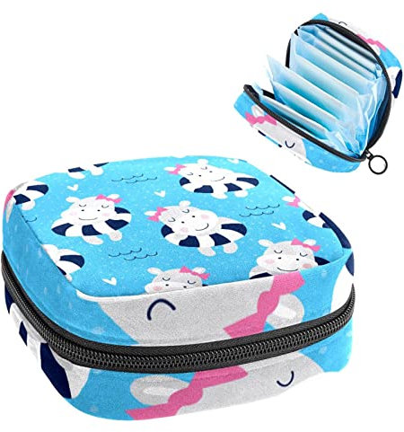 Cute Cow Lifebuoy Pattern Period Pouch Portable,Tampon Storage Bag for Sanitary Napkins