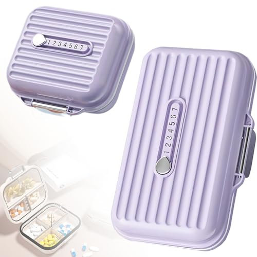 Ptyism 2 Stück Pillendose für Unterwegs（Groß und Klein-Purple）Tablettenbox 7 tage für unterwegs丨Reise Pillenbox，Pill Organizer Travel Für Reise und Tägliches Gebrauch usw