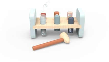 SPEEDY MONKEY Tap Tap Hammer Bench - Includes 6 Coloured Wooden Pegs & Sturdy Hammer. Reversible Fun Toys for 2 Year Old Boy & Girls! Safe & Gentle Edges, Non-Toxic Paint, FSC Sustainable Wood