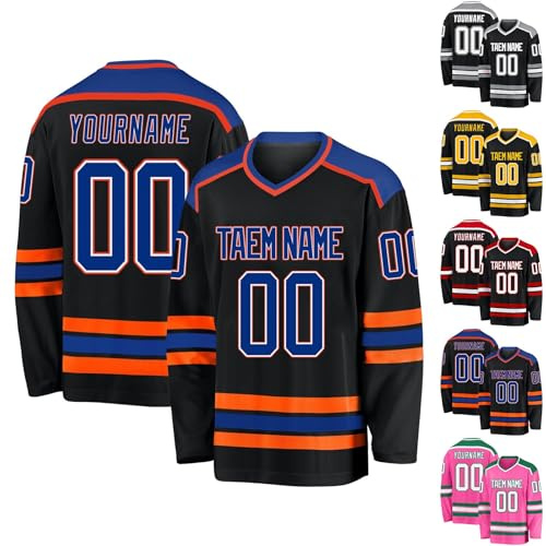 Hockey Jersey Custom Ice Hockey for Mens Personalized Name Number Logo Hockey Practice Jersey for Hockey Fans Youth StyleB Black