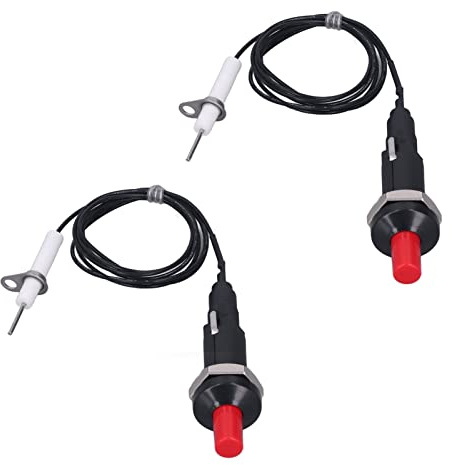 2 Pcs Piezo Igniters 1 Out Piezo Igniter, Piezoelectric Igniter 2 Push Button with Ignition Needle Wire 1 Meter and Plastic Shell for Fireplace Oven and Heater