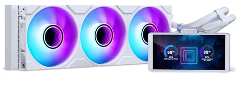 Phanteks Glacier One 360M25-LCD AIO Liquid CPU Cooler, 6” IPS LCD HD Display, 120mm M25 Gen2 D-RGB Fans, High-Performance Copper Cold Plate, Intel & AMD Compatible, White