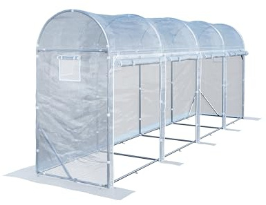 TOOLPORT Tomat växthus i plast 1x6 m PE 180 g/m² UV-stabiliserad folietunnel med stålram, 2 m ståhöjd, vitt trädgårdsväxthus