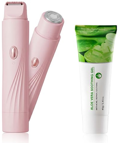 Tomedeks 1 Pieza Afeitadora Electrica Mujer 2 en 1, Con gel hidratante de aloe vera Rasuradora Mujer Zona Intima Impermeable IPX7,Afeitadora Seco/HúMedo para Facial Brazos Axilas Pierna Bikini