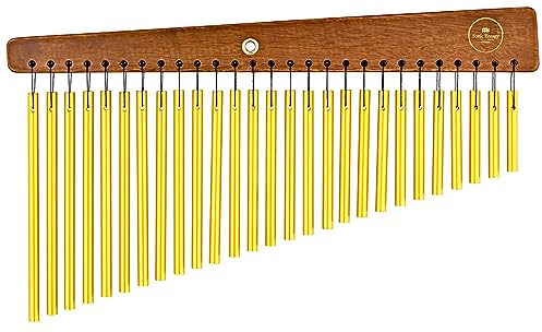 Sonic Energy Chimes – Metallisches Klangspiel mit 27 Stäbe an Jumjuree Holz-Aufhängung – Soundeffekt Instrument für Therapie und Percussion (CH27WB)