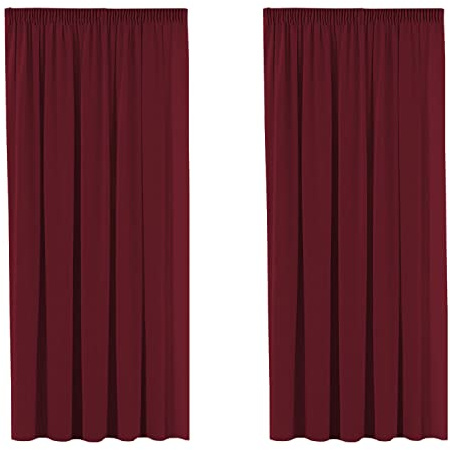 Blackout Burgundy Curtains Pair Thermal Insulated Room Darkening Drapes/ Panels Pencil Pleat Privacy Assured Curtain Drapes for Bedroom, 2-Pack, 66 Width x 54 Drop