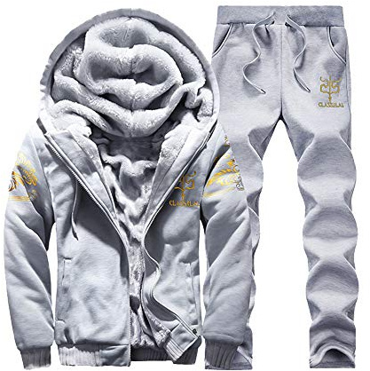 2 pcs Men's Sportswear Tracksuit Warm Fleece Zipper Jacket + Long Pants Suit Autumn Winter Sweatshirt Sport Sets Running Workout Gym Long Sleeve Tops Casual Pullover Jumper Outfit