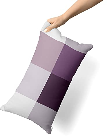 ETÉREA Kissenbezug 40x80cm - 100% Baumwolle - Pflegeleichter Kissenbezug Kariert natürlich weich - Kopfkissenbezug 40x80cm 100% Baumwolle - Kissenbezug mit Reißverschluss - Made in Green - Pflaume