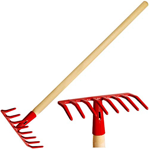 alles-meine.de GmbH Kinder - Rechen/Harke - aus Holz & Metall - rot - 79 cm lang - stabile Gartengeräte/Gartenset - Kinderharke - Kinderrechen Gartenharke Gartenrechen - Gart..
