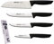 Arcos Professionelles Küchenmesser-Set | Professionelle Küchenmesser | Edelstahlmesser mit schwarzem Griff | Küchenutensilien | Japanisches Santoku Messer | Spülmaschine (4-teilig)